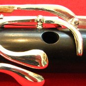 Close up of Long F-Natural key, G-Sharp key, B-Flat Lever and C-Natural key