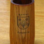 Close up of Custom Barrel, Honduras Rosewood, with name-stamp, Reviol Family coat of arms and Aotearoa (Maori name for New Zealand)